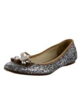 Miu Miu Silver Glitter Crystal Flats